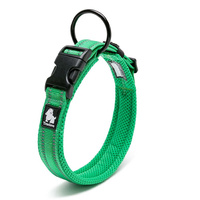  Heavy Duty Reflective Dog Collar - Green, M