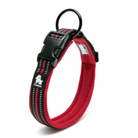  Heavy Duty Reflective Dog Collar - Red, L