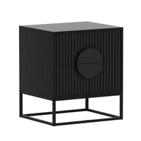 Sarantino Silvia Bedside Table with 2 Drawers and Black Handles