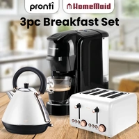 Pronti 3-in-1 Breakfast Set Kettle, 4-Slice Toaster and Pronti HomeMaid Coffee Machine Applianc