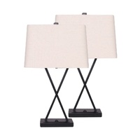 Sarantino Pair (x2) Metal Table Lamp Rectangular Shade X Stand
