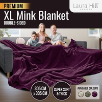 Laura Hill XL Double-Sided Oversized Faux Mink Blanket 305x305cm Purple