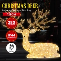 Reindeer Christmas Display with Lights - 129cm