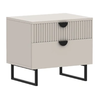 Sarantino Tessa Fluted 2-Drawer Bedside Table - Taupe