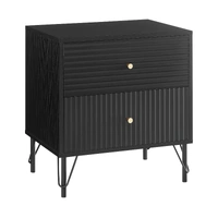 Sarantino Diego Bedside Table Night Stand with 2 Drawers - Black