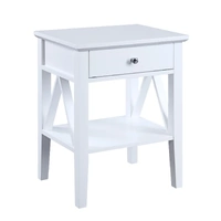 Sarantino Greta Bedside Table with Drawer - White