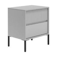 Sarantino Hans Fluted 2-Drawer Bedside Table - Grey