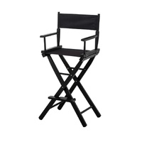 Sarantino Tall Wooden Directors Chair Kitchen Bar Stool in Black