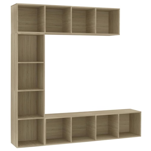 3 Piece Book/TV Cabinet Set  Sonoma Oak 180x30x180 cm