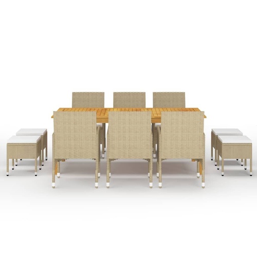 11 Piece Garden Dining Set Beige