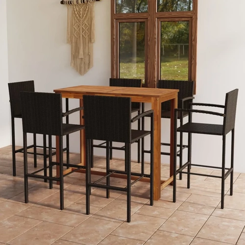 7 Piece Garden Bar Set Brown