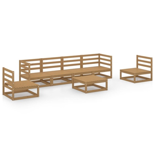 7 Piece Garden Lounge Set Honey Brown Solid Pinewood