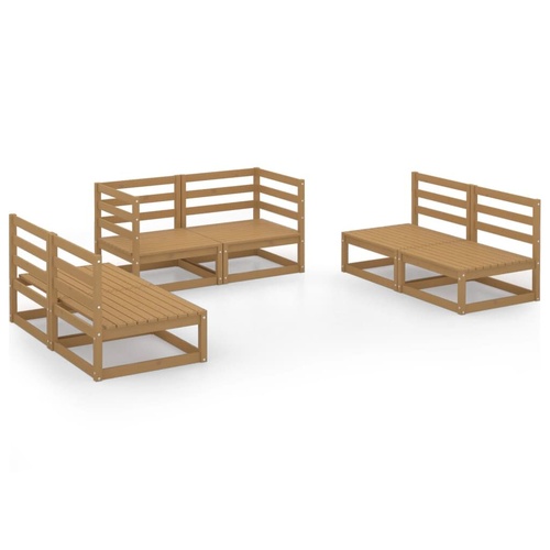 6 Piece Garden Lounge Set Honey Brown Solid Pinewood