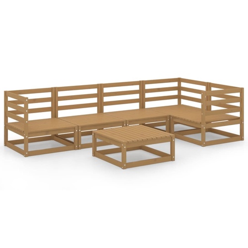 6 Piece Garden Lounge Set Honey Brown Solid Pinewood