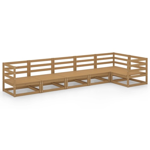 6 Piece Garden Lounge Set Honey Brown Solid Pinewood