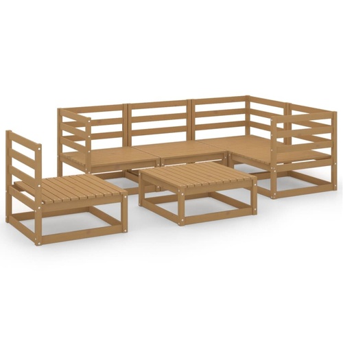 6 Piece Garden Lounge Set Honey Brown Solid Pinewood