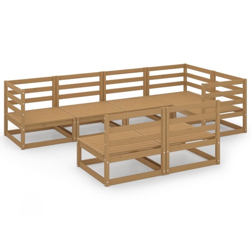 7 Piece Garden Lounge Set Honey Brown Solid Pinewood