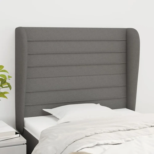 Headboard with Ears Dark Grey 103 cm Fabric