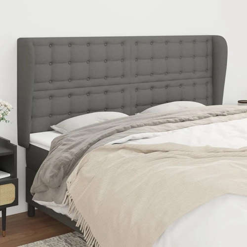 Headboard with Ears Dark Grey 203 cm Fabric