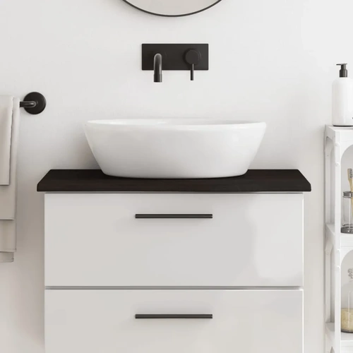 Bathroom Countertop Dark Brown 80x40x2 cm Treated Solid Wood