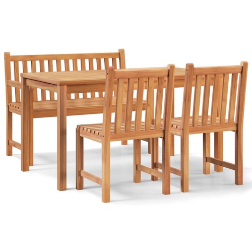 4 Piece Garden Dining Set Solid Wood Teak