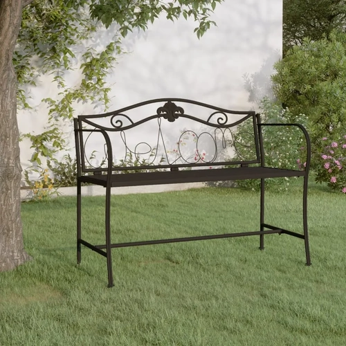 2-Seater Garden Bench 104 cm Black Steel