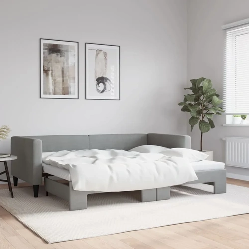 Daybed with Trundle without Mattress Light Grey 90x190 cm