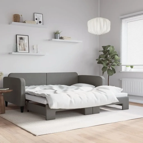 Daybed with Trundle without Mattress Dark Grey 90x190 cm