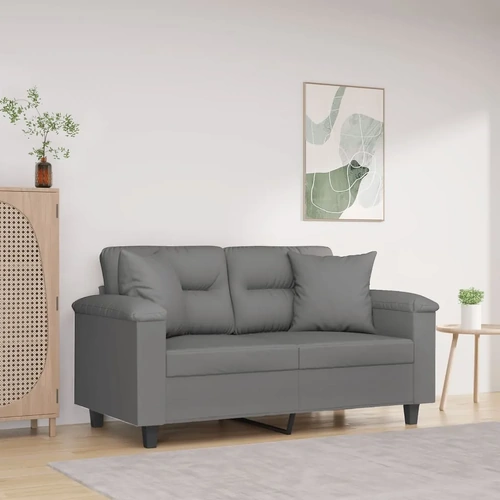 2-Seater Sofa with Pillows Dark Grey 120 cm Microfibre Fabric