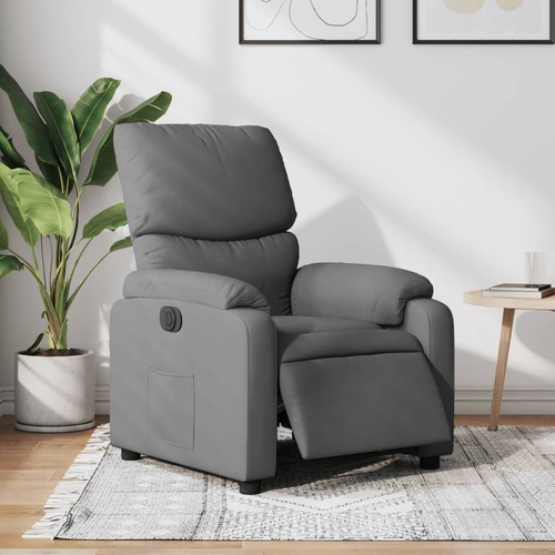 Electric Recliner Chair Dark Grey Fabric