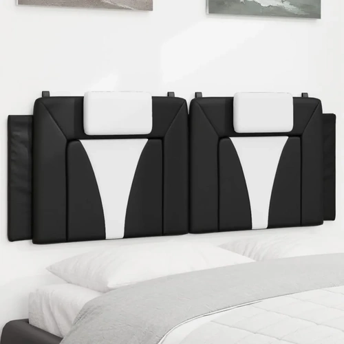 Headboard Cushion "Viana" Black and White 153 cm Faux Leather