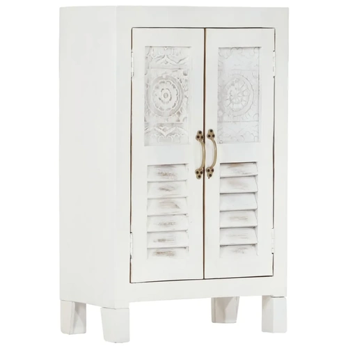 Sideboard White 55x30x90 cm Solid Wood Acacia