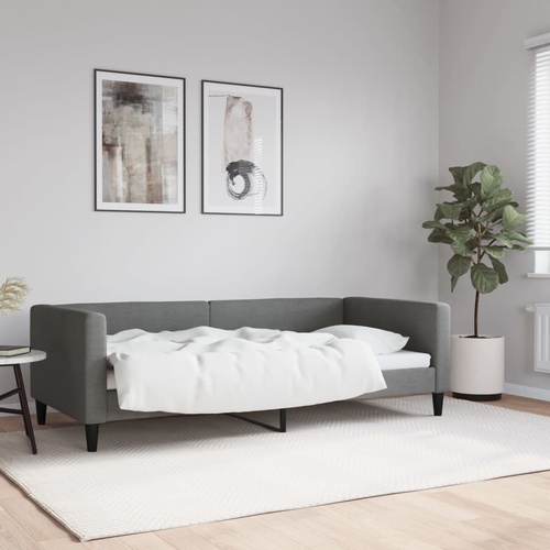 Day Bed without Mattress Dark Grey 90x190 cm Fabric
