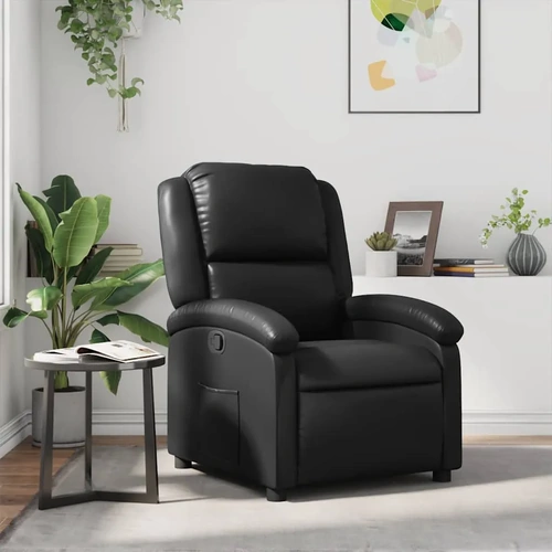 Recliner Chair Black Faux Leather