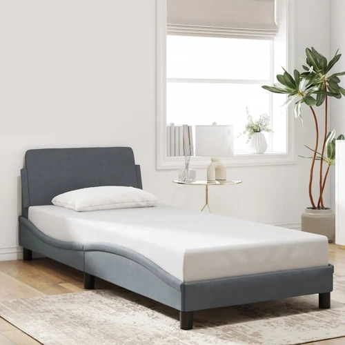Bed Frame "Dover" Dark Grey 90x190 cm Velvet