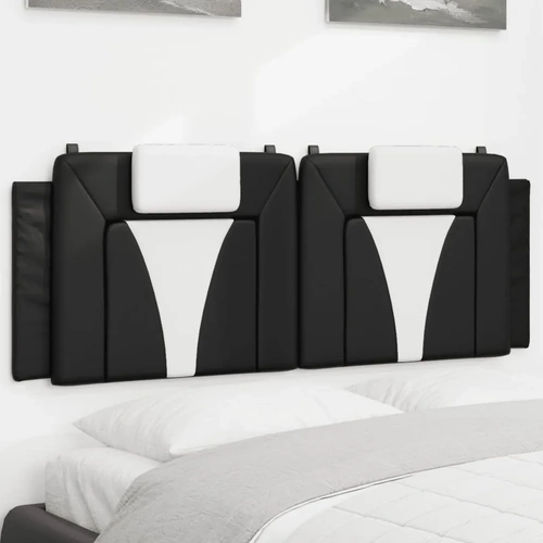 Headboard Cushion "Viana" Black and White 137 cm Double Faux Leather