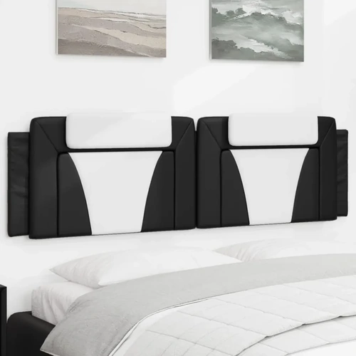 Headboard Cushion "Viana" Black and White 180 cm Faux Leather
