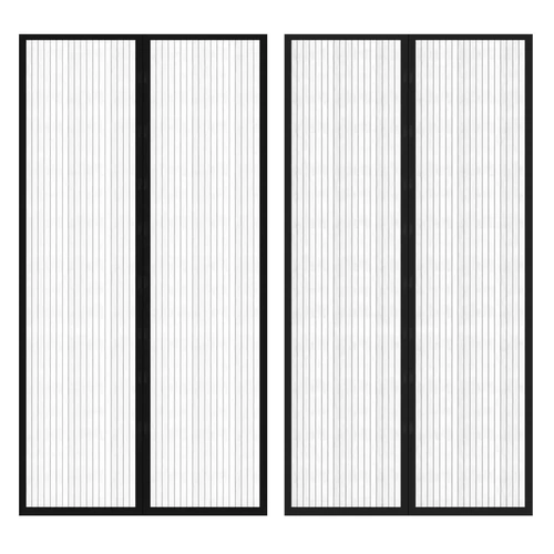 Insect Door Curtain 210 x 100 cm 2 pcs Magnet Black