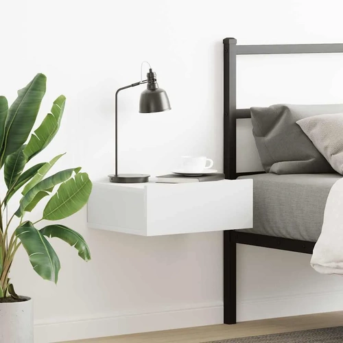 Floating Nightstand White 40x30x15cm Engineered Wood