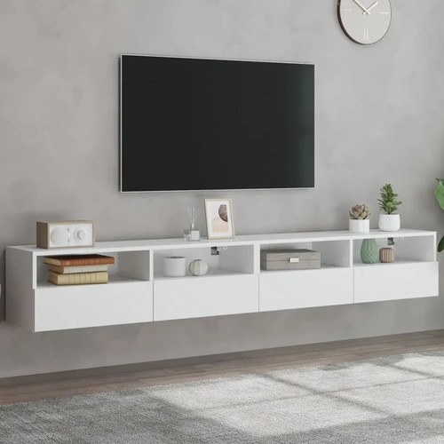 TV Wall Cabinets 2 pcs White 100x30x30 cm Engineered Wood