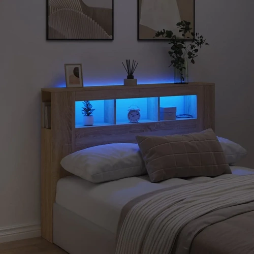 LED Headboard Sonoma Oak 140 cm Engineered Wood
