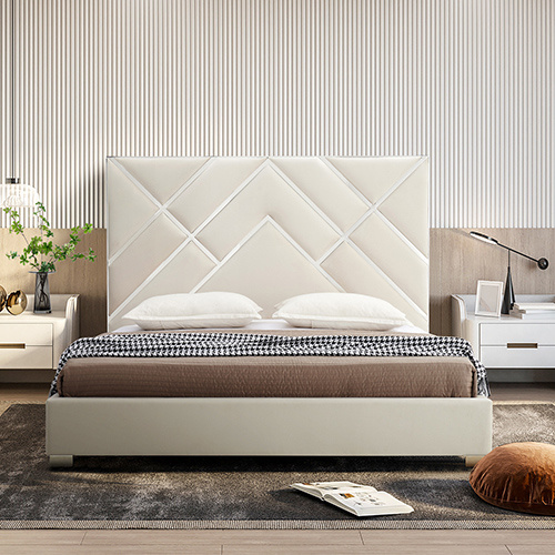 Matrix Bed Frame King Beige Standard Fabric