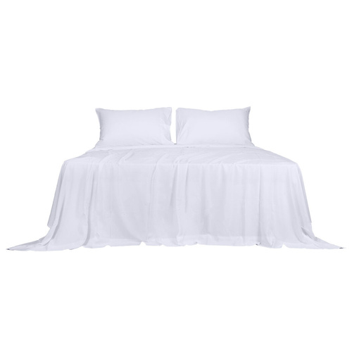  4pcs Double Size 100% Bamboo Bed Sheet Set in White Colour