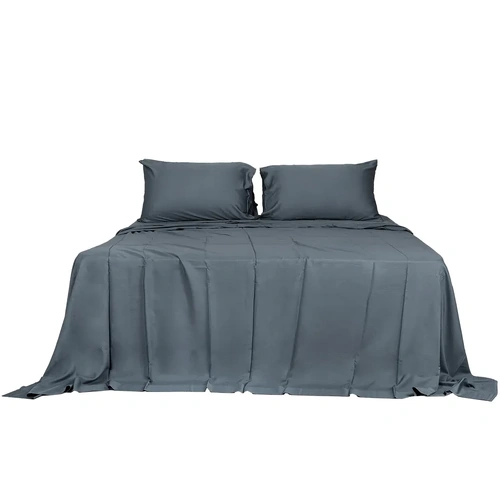  4pcs king size 100% bamboo bed sheet set in charcoal colour