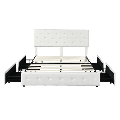  queen bed frame tufted 4 drawer