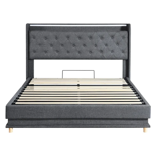 Levede Queen Bed Frame Gas Lift LED Light
