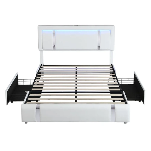 levede queen bed frame with adjustable headboard white