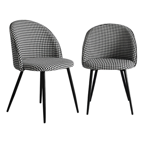 2x Dining Chairs Kitchen Cafe Black and White