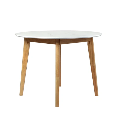 Dining Table Round Rubberwood Base 100cm White 100 CM