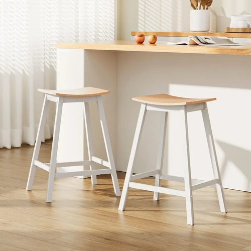 2x Bar Stools Wooden Chairs Oak